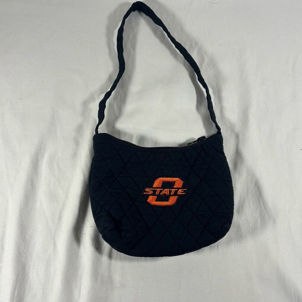 Oklahoma State Cowboys Black Quilted Zip Hand Bag OSU Logo